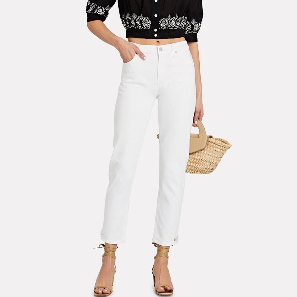 Agolde Toni Mid-Rise Straight Leg Jean in White Size 27